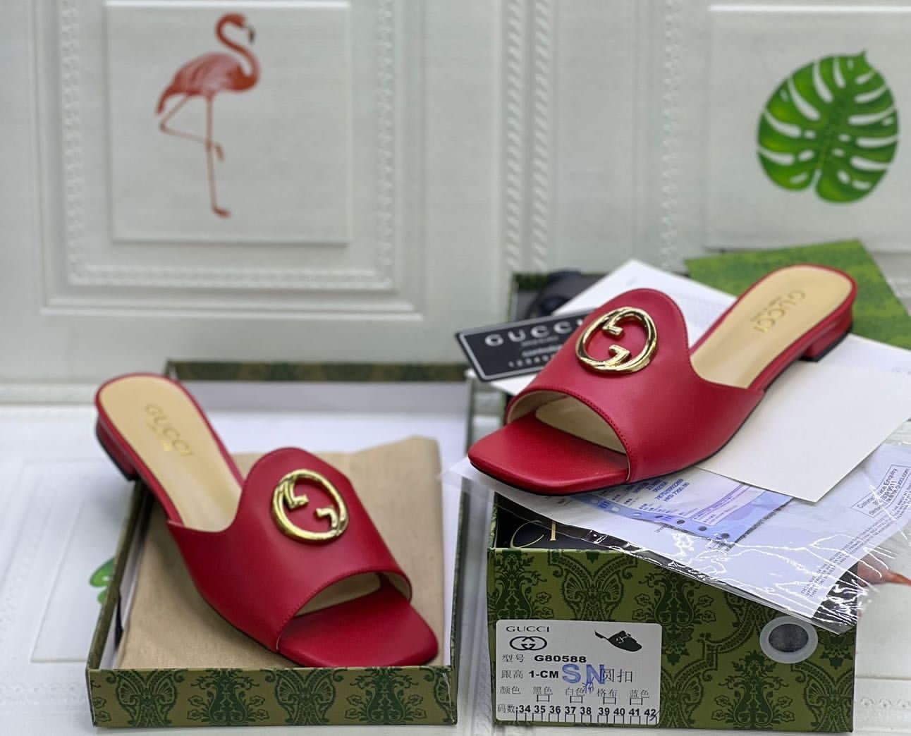 Luxury Gucci Red Sliper