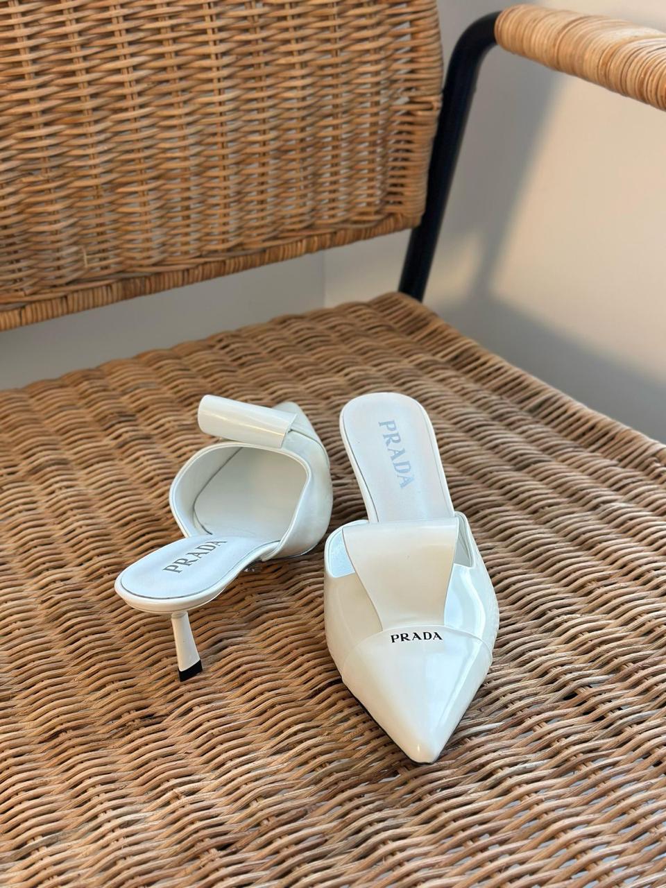 White Prada Heel Pumps