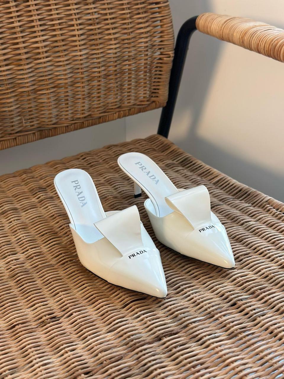 White Prada Heel Pumps